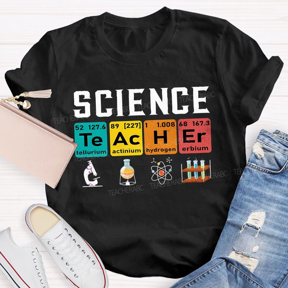 Science Teacher Spelled With Elements Teacher T-shirt