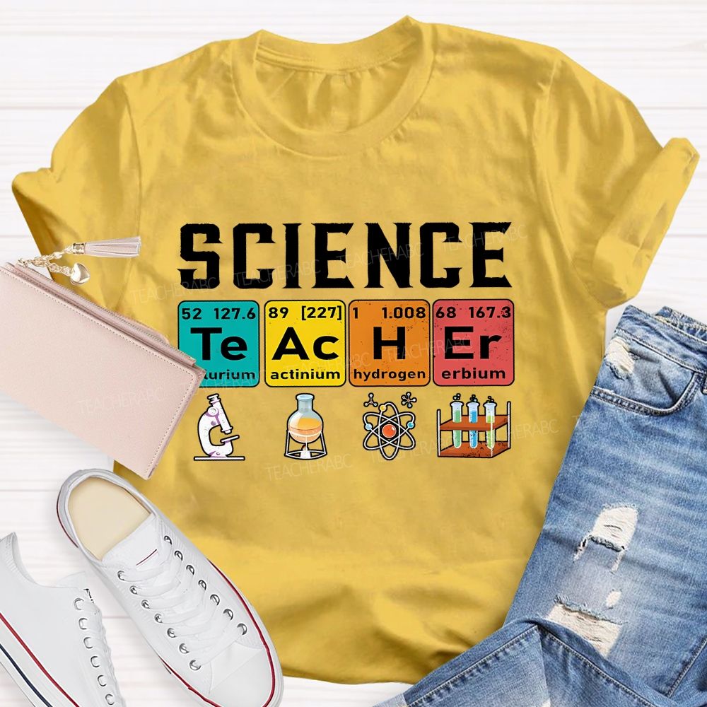 Science Teacher Spelled With Elements Teacher T-shirt