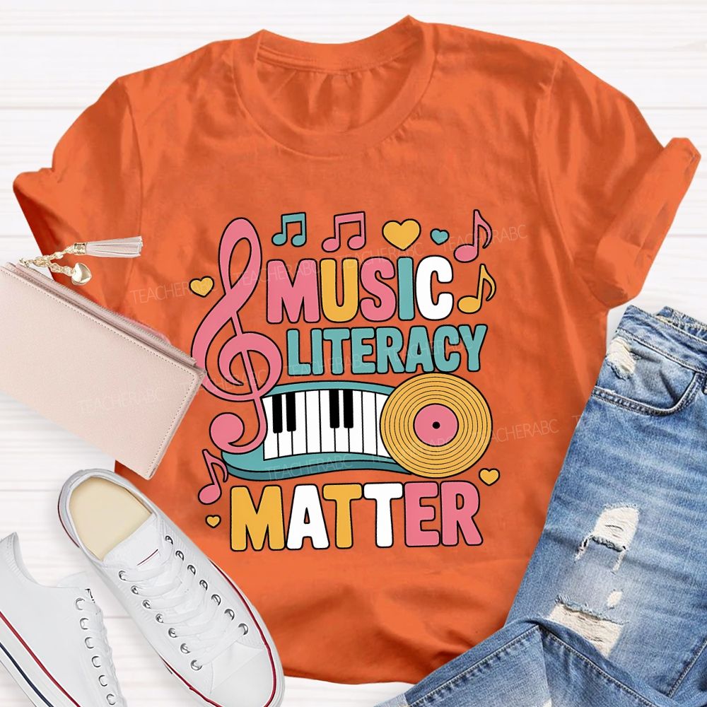 Music Literacy Matters Every Note Counts Teacher T-shirt
