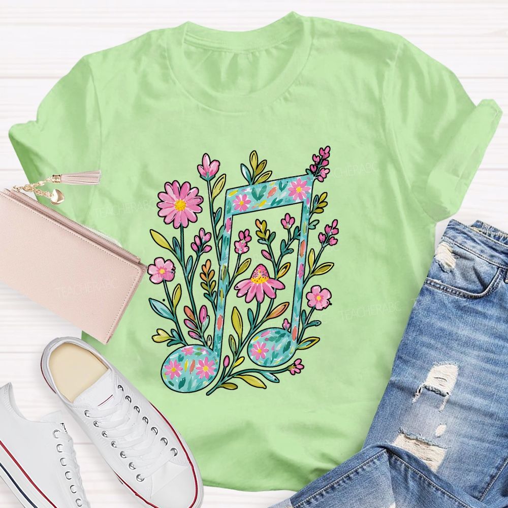 Where Flowers Bloom Music Grows Teacher T-shirt