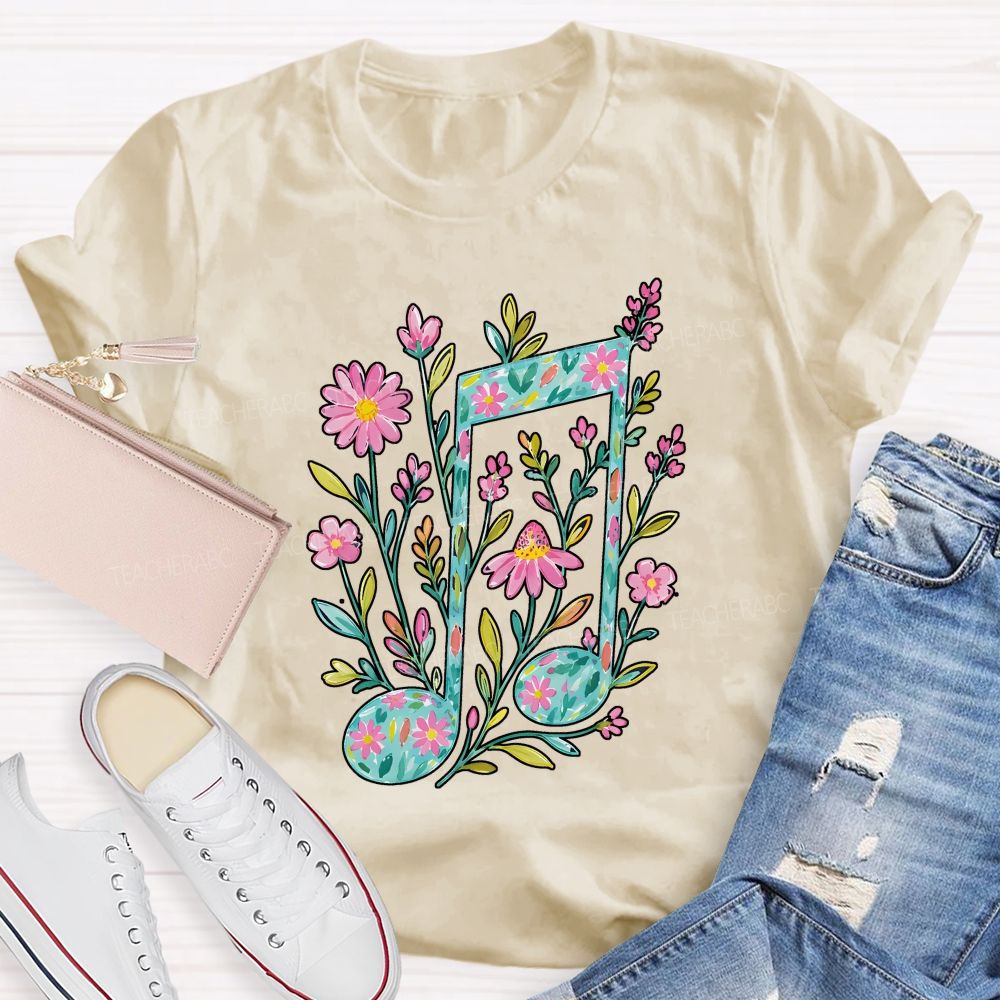 Where Flowers Bloom Music Grows Teacher T-shirt