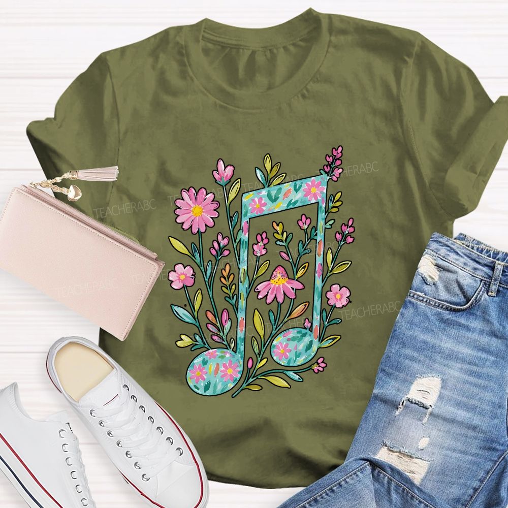 Where Flowers Bloom Music Grows Teacher T-shirt