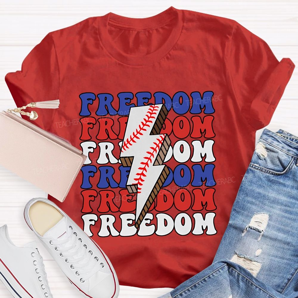 Freedom Red Blue White  Teacher T-shirt