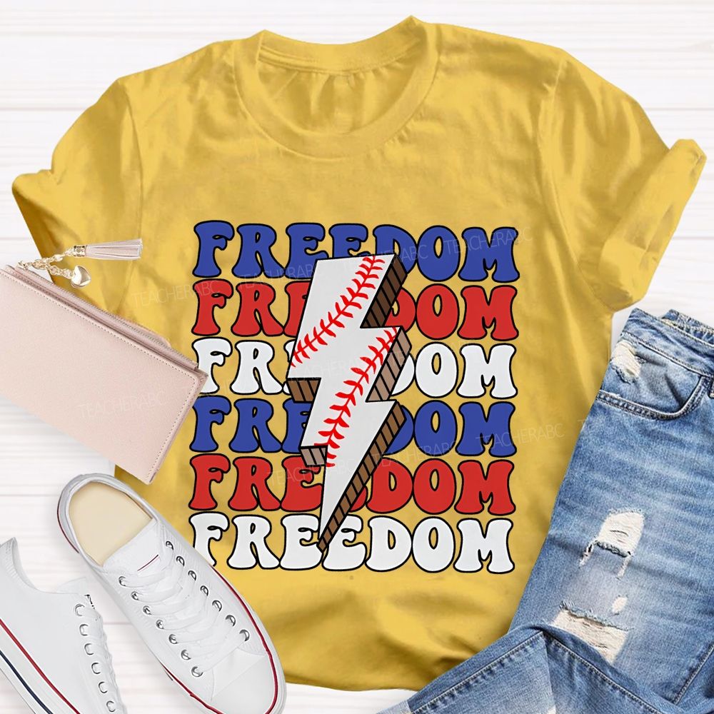 Freedom Red Blue White  Teacher T-shirt