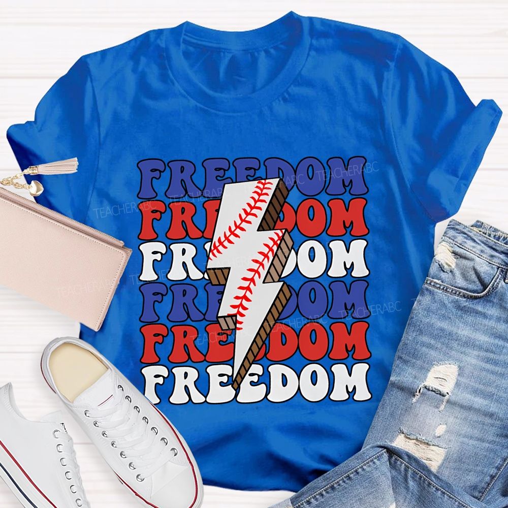 Freedom Red Blue White  Teacher T-shirt