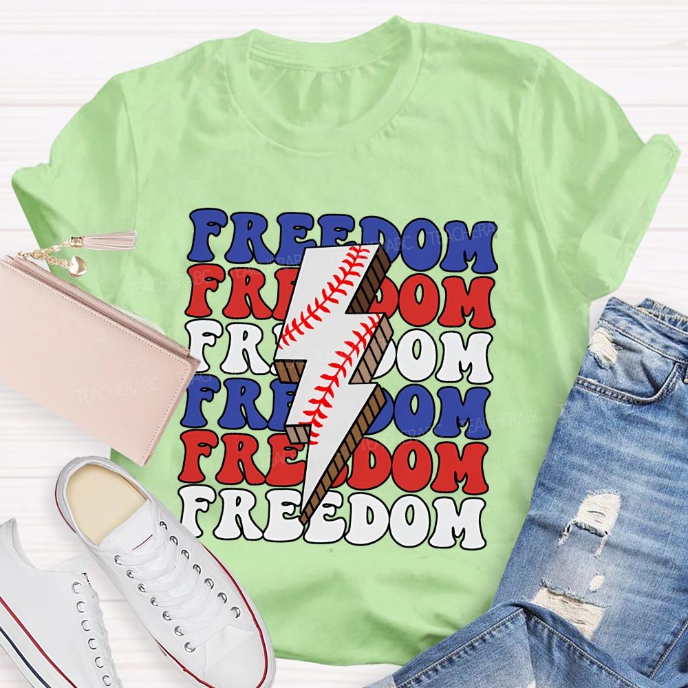 Freedom Red Blue White  Teacher T-shirt