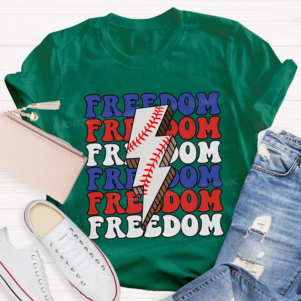 Freedom Red Blue White  Teacher T-shirt