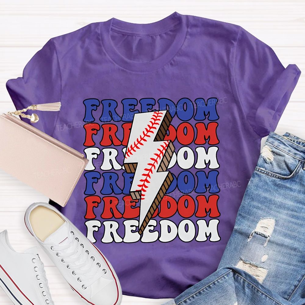 Freedom Red Blue White  Teacher T-shirt