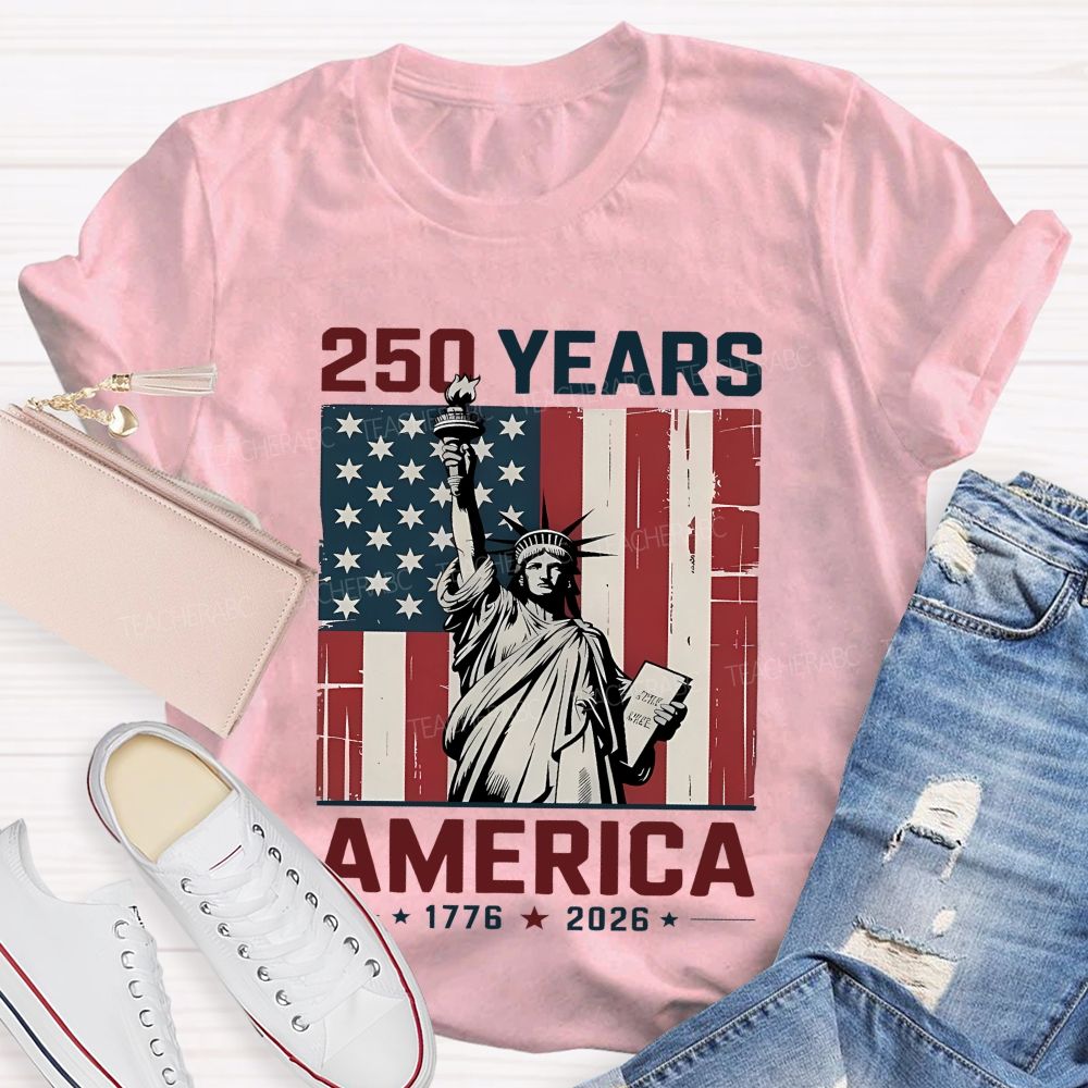 250 Years American USA Flag Teacher T-shirt