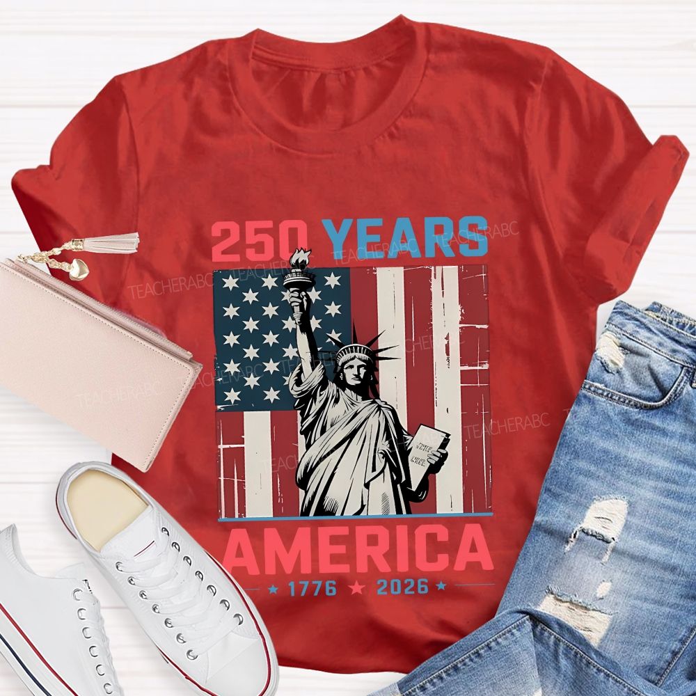 250 Years American USA Flag Teacher T-shirt