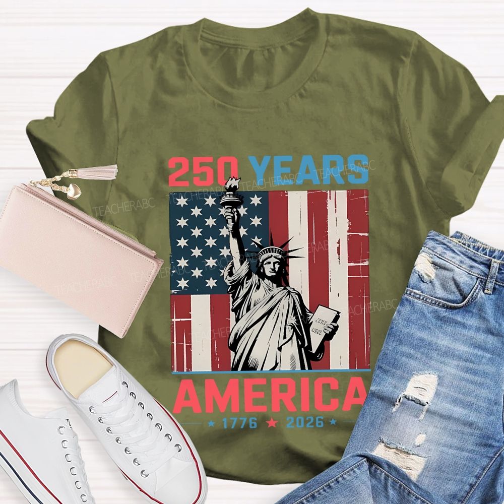 250 Years American USA Flag Teacher T-shirt