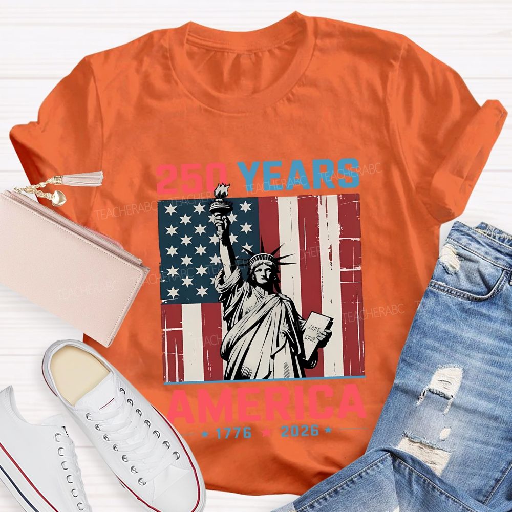 250 Years American USA Flag Teacher T-shirt