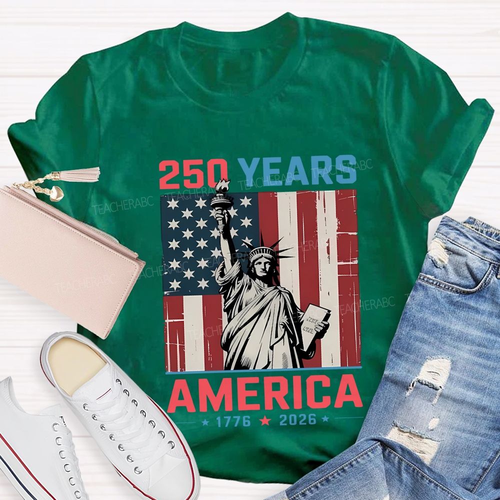 250 Years American USA Flag Teacher T-shirt