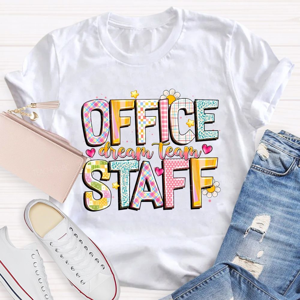 Dream Team Office Staff Pink Heart Leo[ard Teacher T-shirt