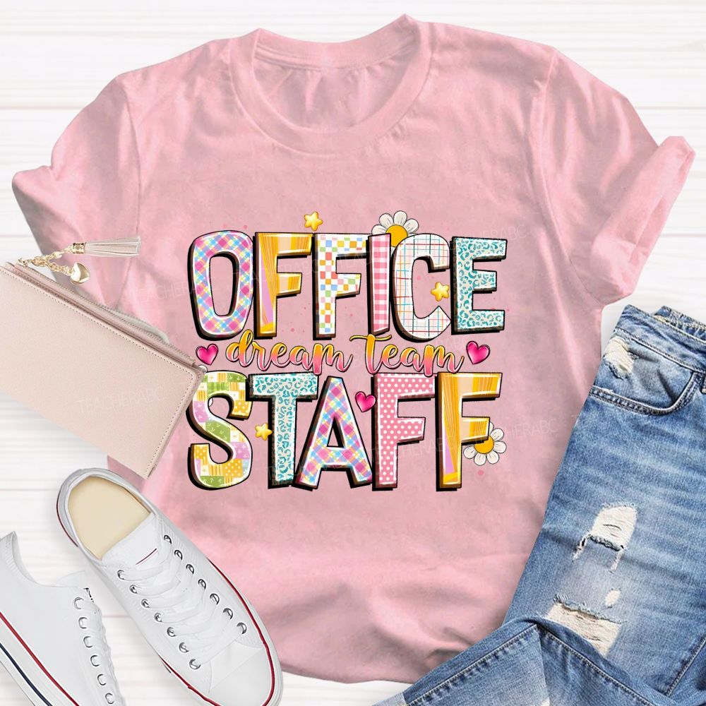Dream Team Office Staff Pink Heart Leo[ard Teacher T-shirt