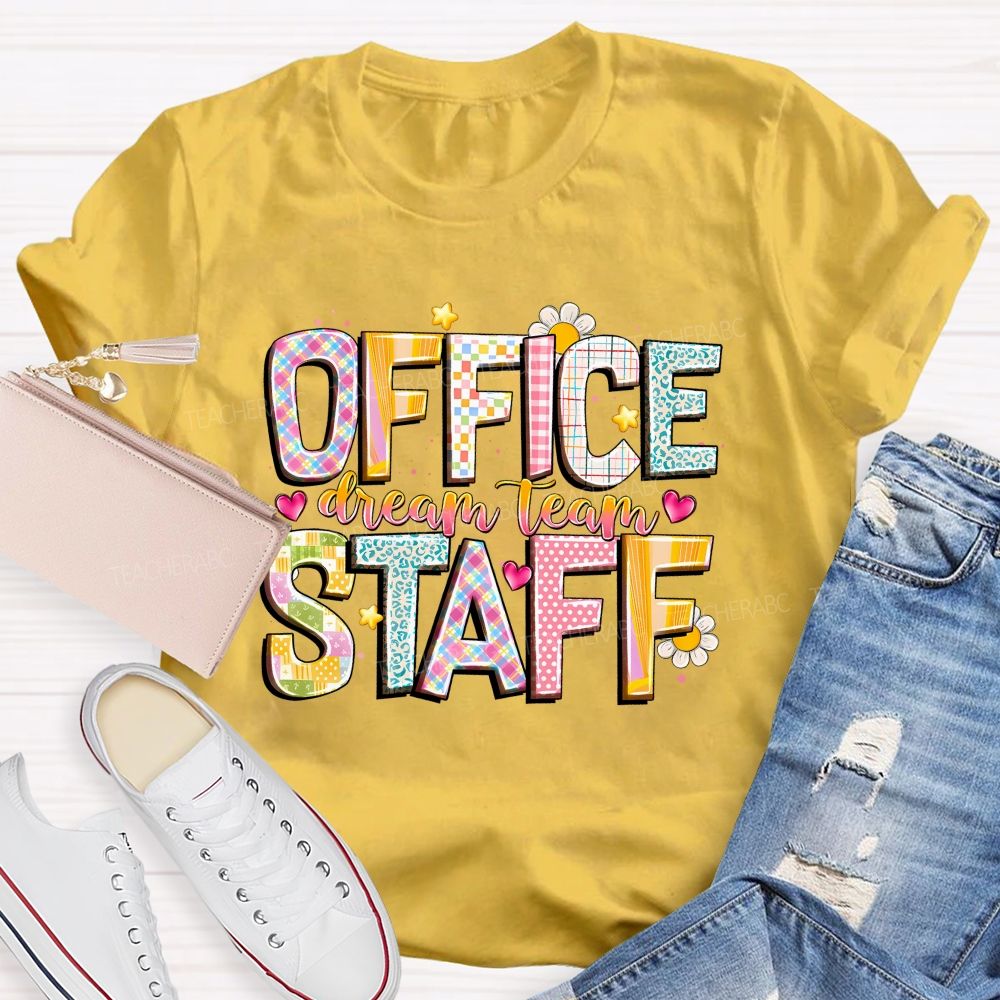 Dream Team Office Staff Pink Heart Leo[ard Teacher T-shirt