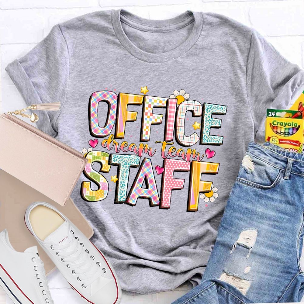 Dream Team Office Staff Pink Heart Leo[ard Teacher T-shirt
