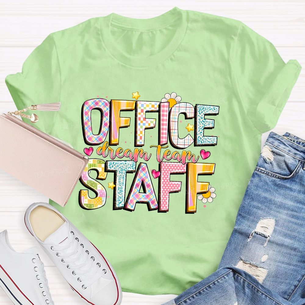 Dream Team Office Staff Pink Heart Leo[ard Teacher T-shirt