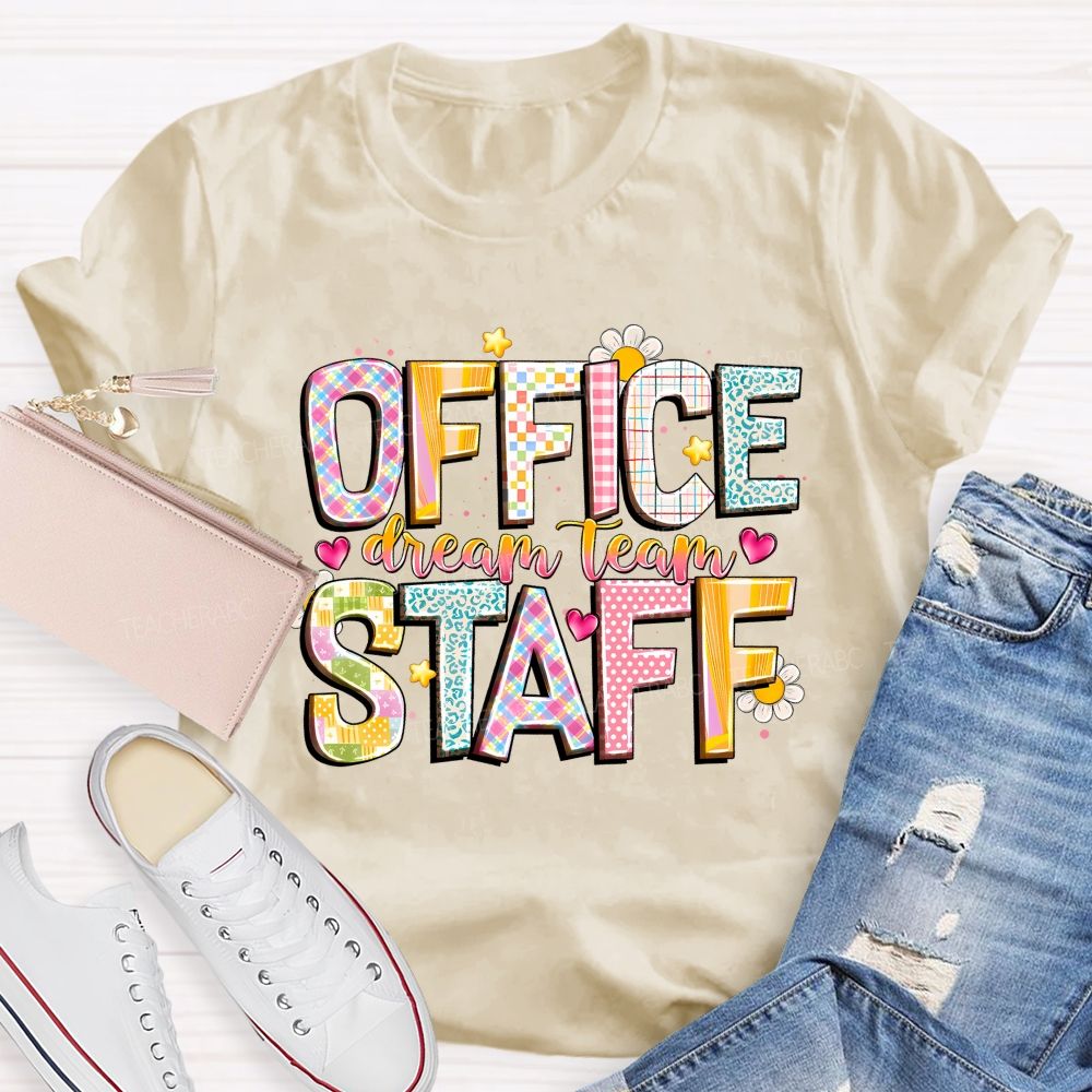 Dream Team Office Staff Pink Heart Leo[ard Teacher T-shirt