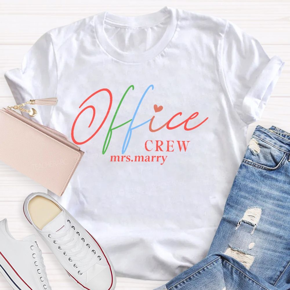 Personalized Name  Office Crew   Colorful Letters Patterns  Teacher T-shirt