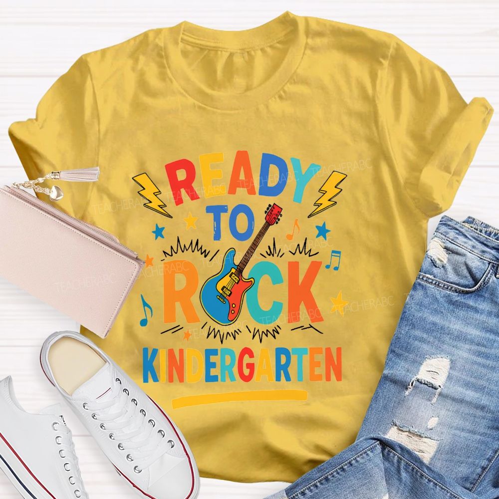 Personalized Grade Ready To Rock Kindergarten Teacher T-shirt