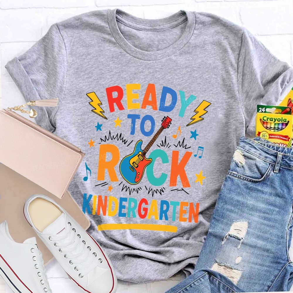 Personalized Grade Ready To Rock Kindergarten Teacher T-shirt