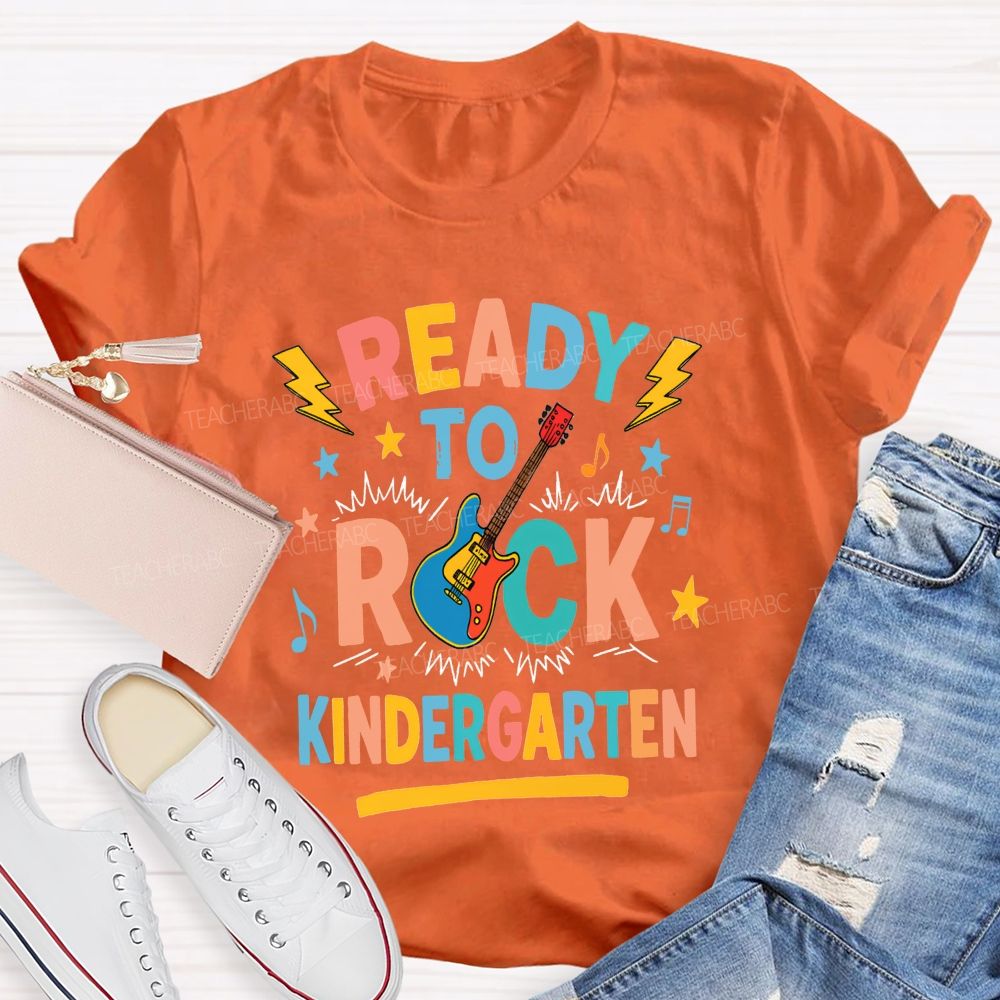 Personalized Grade Ready To Rock Kindergarten Teacher T-shirt