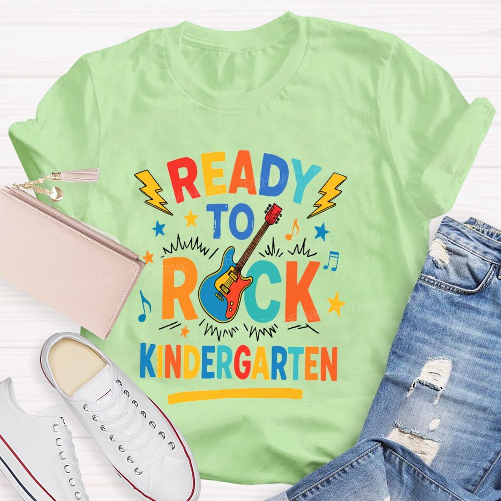 Personalized Grade Ready To Rock Kindergarten Teacher T-shirt