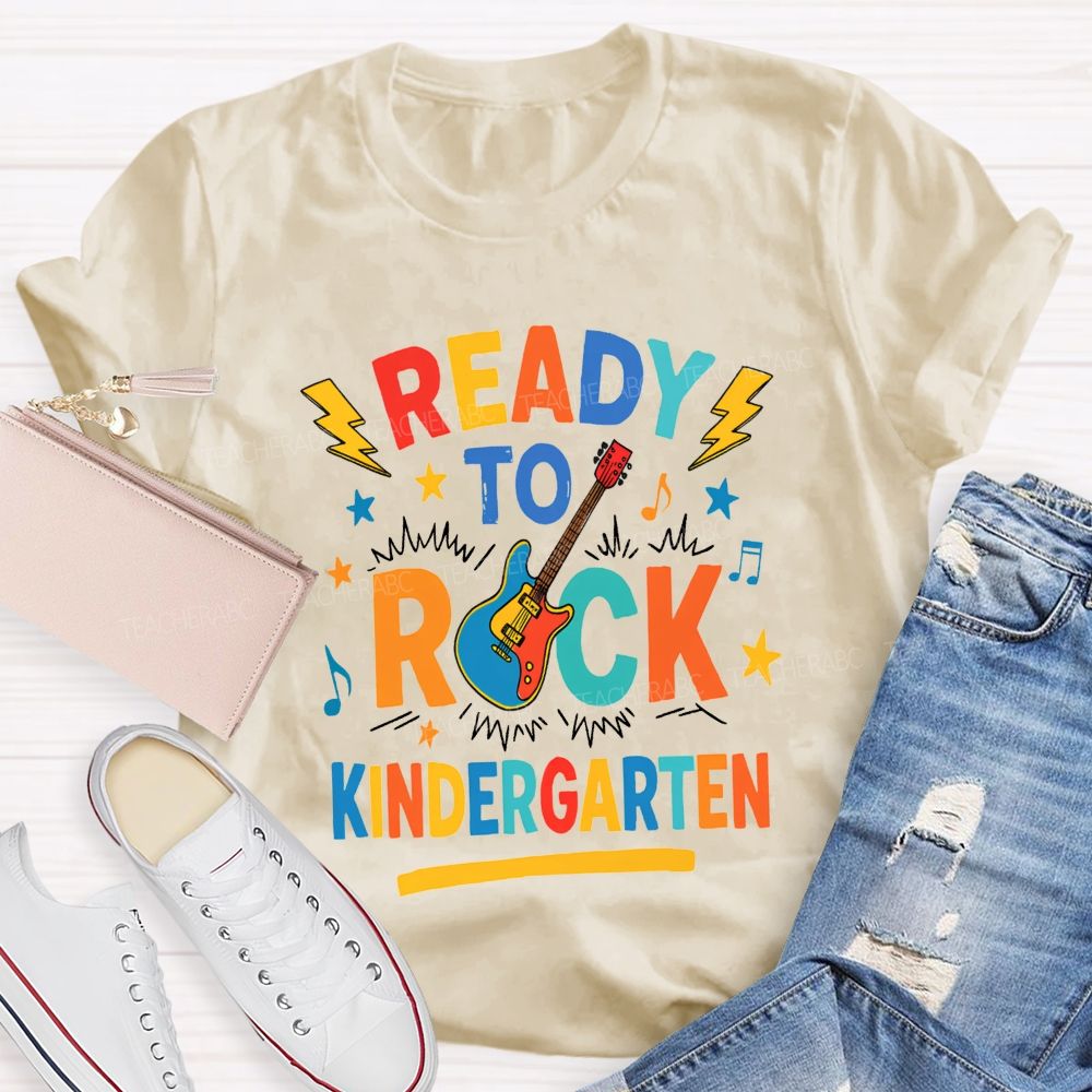 Personalized Grade Ready To Rock Kindergarten Teacher T-shirt