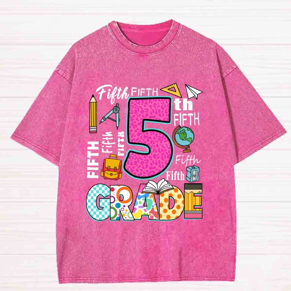 Personalized Grade Pink Leopard Washed T-shirt