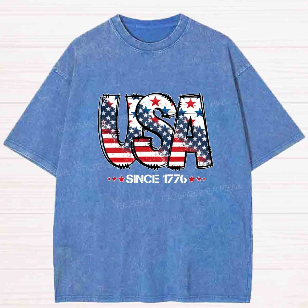 USA since 1776 Washed T-shirt
