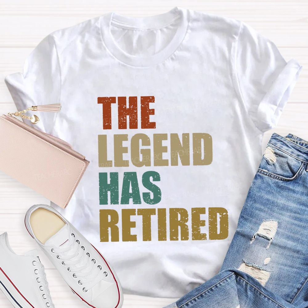 The Legend Has Retired Vintage Colorful Letter Teacher T-shirt