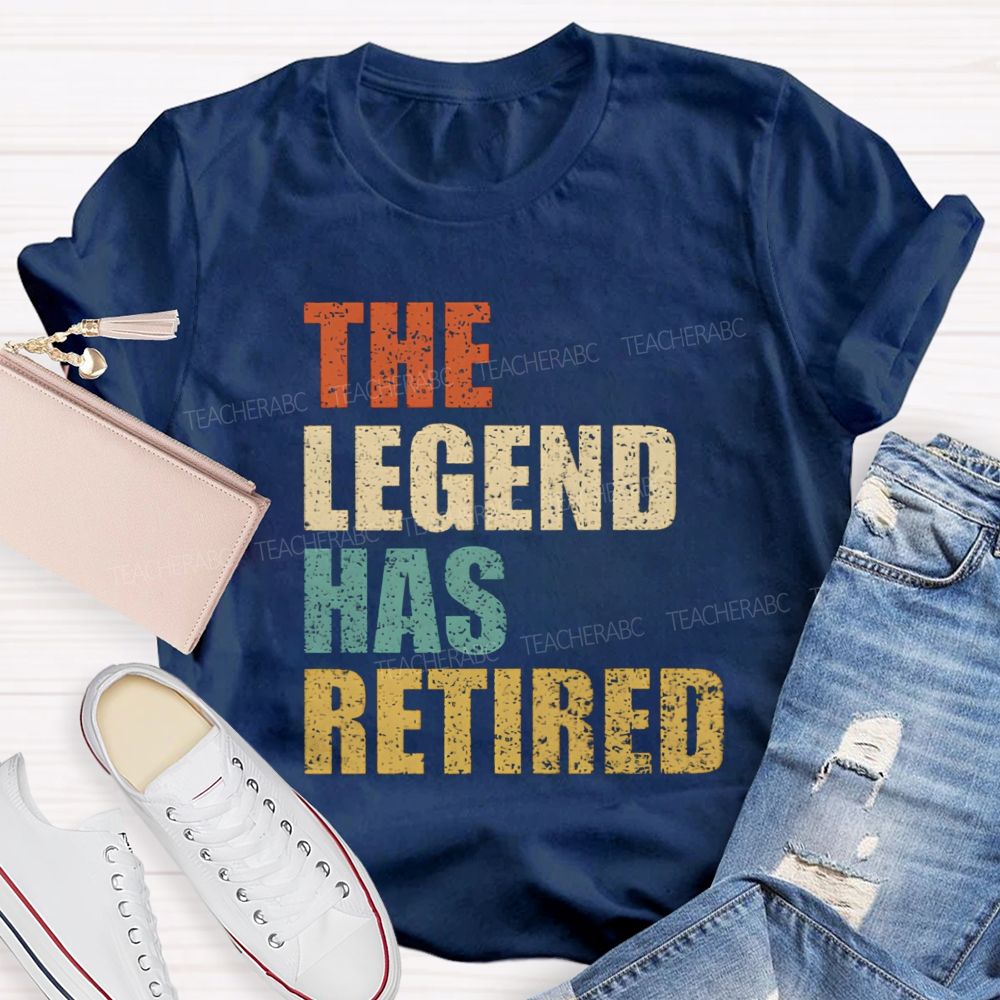 The Legend Has Retired Vintage Colorful Letter Teacher T-shirt