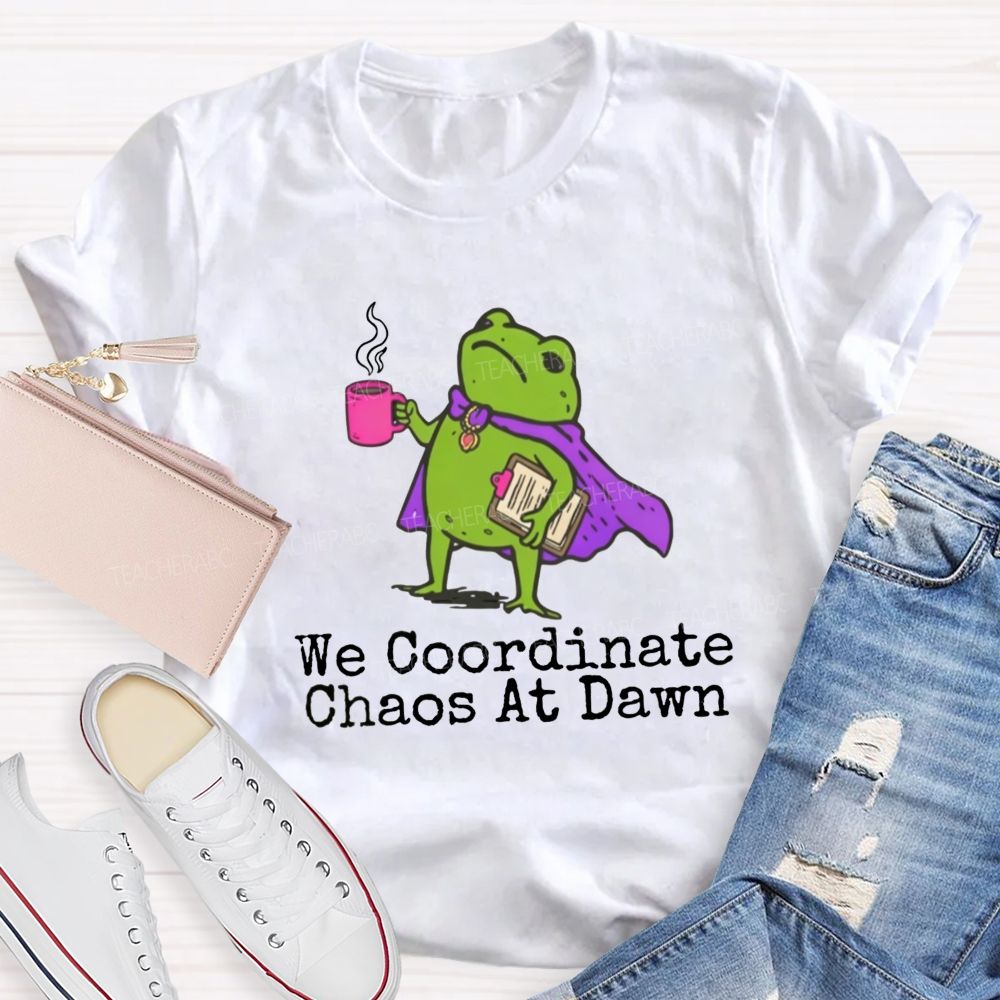 We Coordinate Chaos At Down Front Office Teacher T-shirt