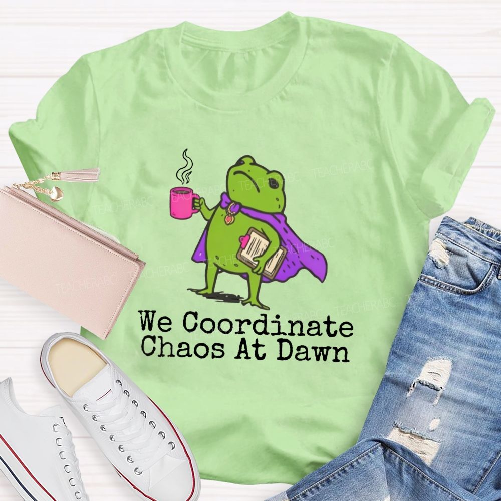 We Coordinate Chaos At Down Front Office Teacher T-shirt