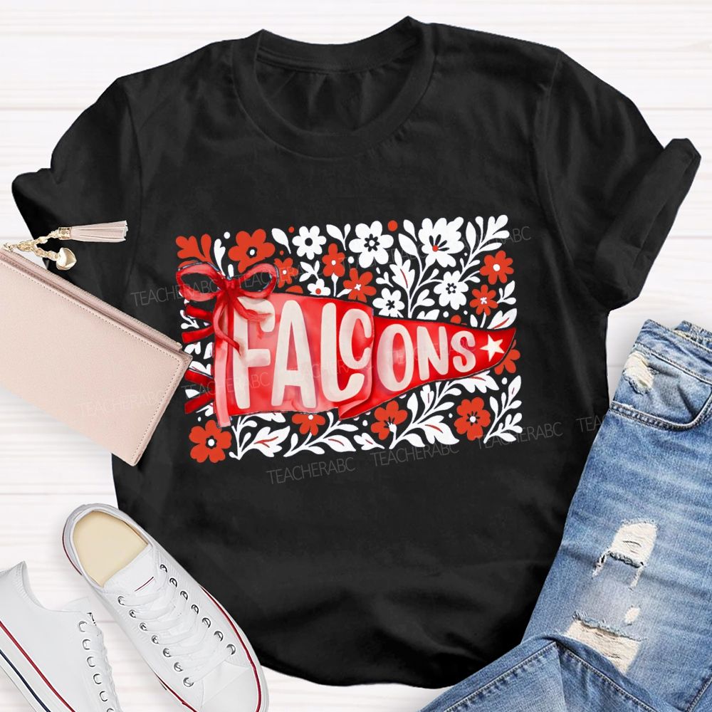 Personalized Mascot Floral Game Day Teacher T-shirt
