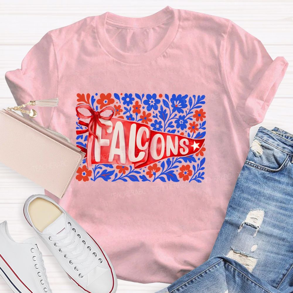 Personalized Mascot Floral Game Day Teacher T-shirt
