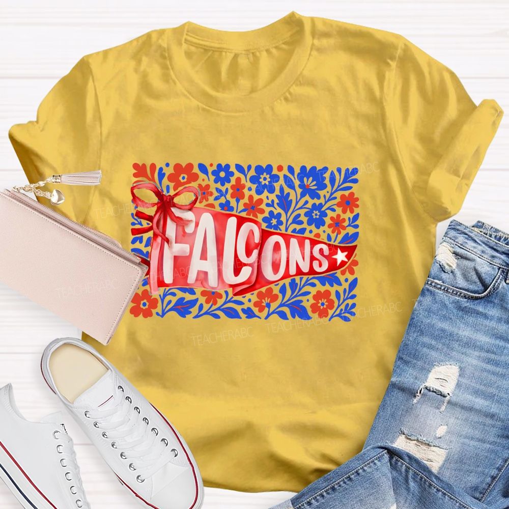 Personalized Mascot Floral Game Day Teacher T-shirt