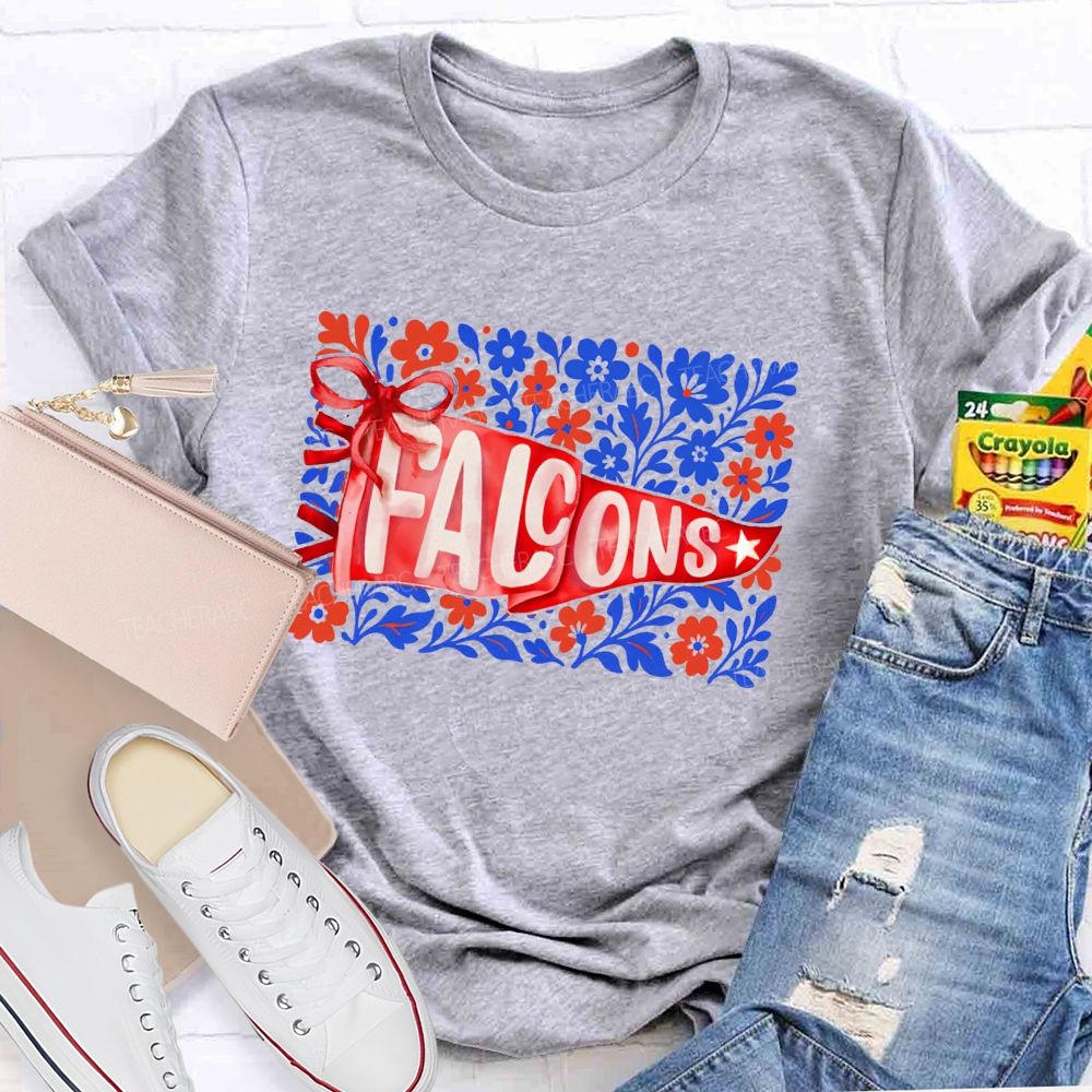 Personalized Mascot Floral Game Day Teacher T-shirt