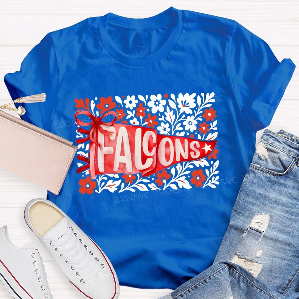 Personalized Mascot Floral Game Day Teacher T-shirt