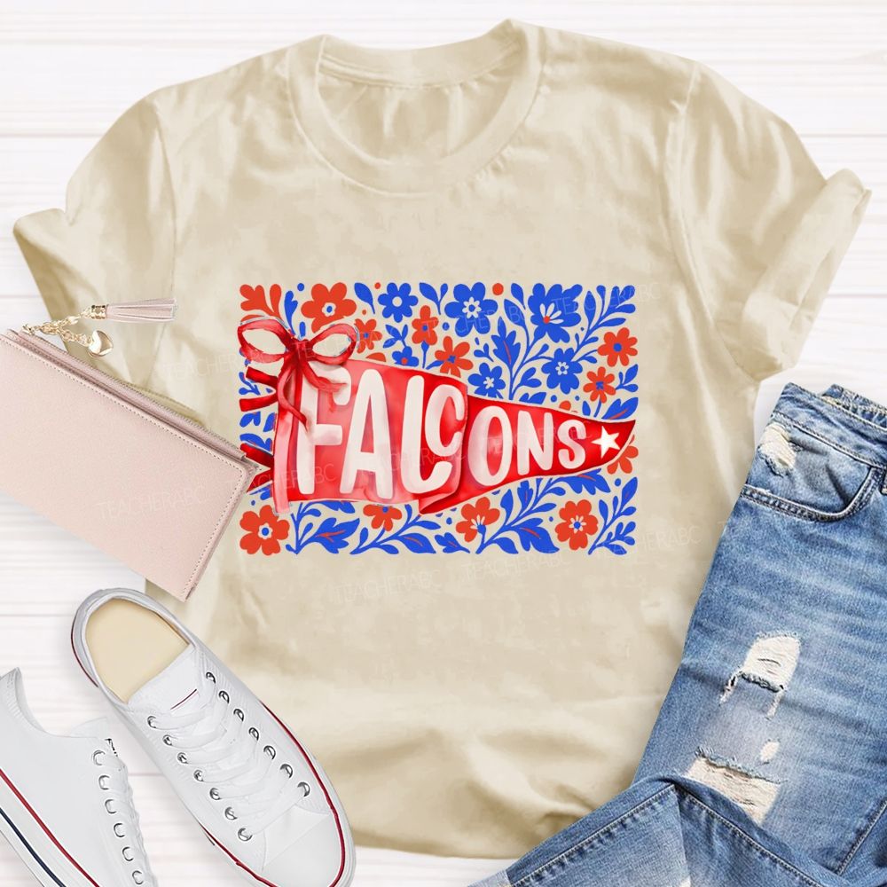 Personalized Mascot Floral Game Day Teacher T-shirt