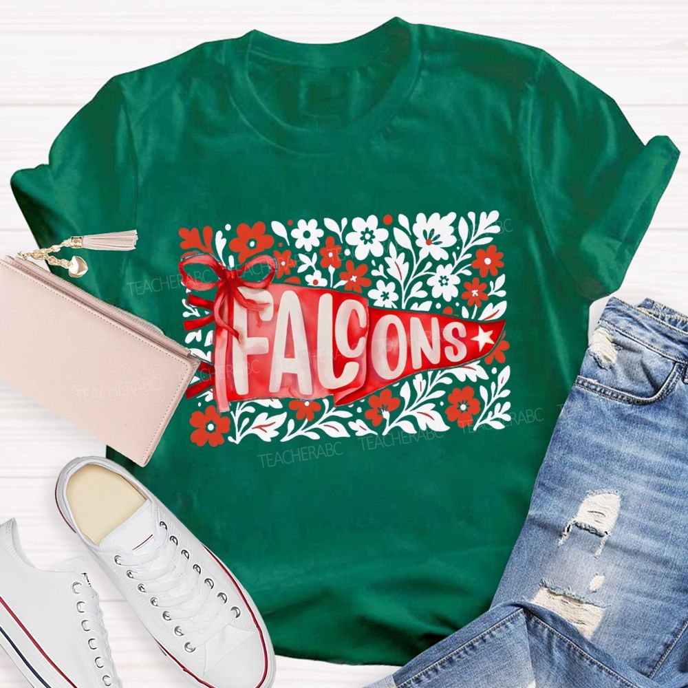 Personalized Mascot Floral Game Day Teacher T-shirt