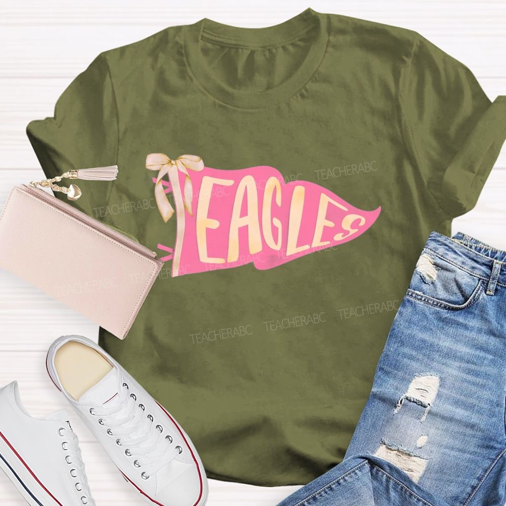 Personalized Mascot Pink Flag Teacher T-shirt
