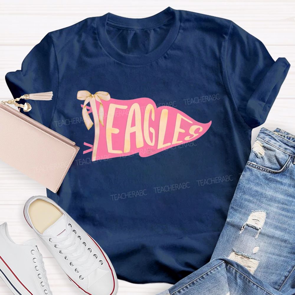 Personalized Mascot Pink Flag Teacher T-shirt