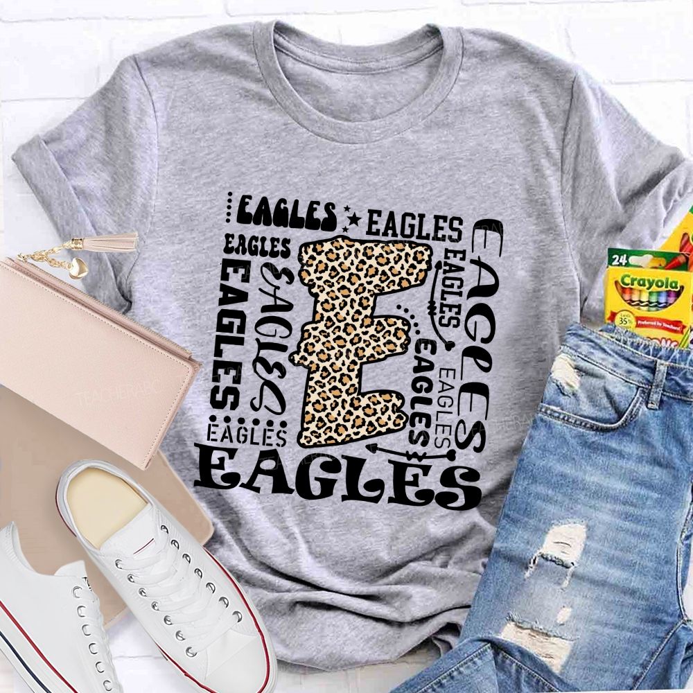 Personalized Mascot  Leopard Letter Teacher T-shirt