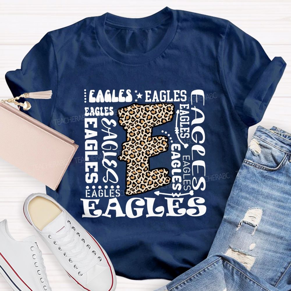 Personalized Mascot  Leopard Letter Teacher T-shirt