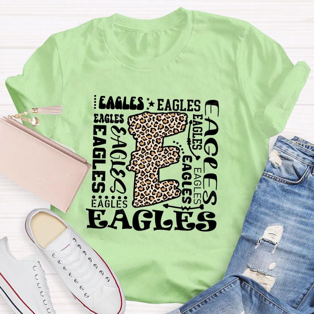 Personalized Mascot  Leopard Letter Teacher T-shirt