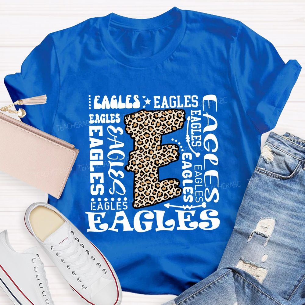 Personalized Mascot  Leopard Letter Teacher T-shirt
