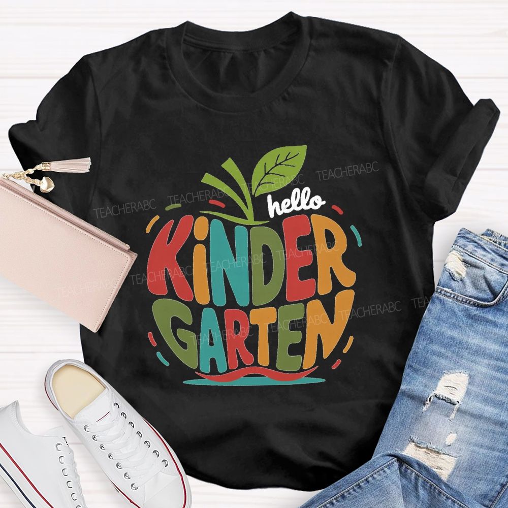 Personalized Grade Colorful Letter Apple Teacher T-Shirt