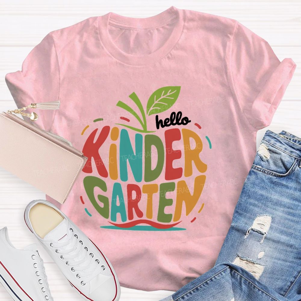 Personalized Grade Colorful Letter Apple Teacher T-Shirt